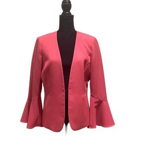 Tahari long bell sleeve salmon colour office attire  blazer suit jacket size 10